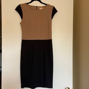 Tan and black professional dress